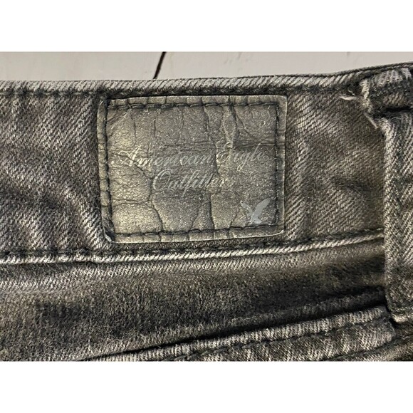 American Eagle Size 4 x 30 Super Stretch Jeggings Black Denim Jeans Low Rise - Picture 9 of 10